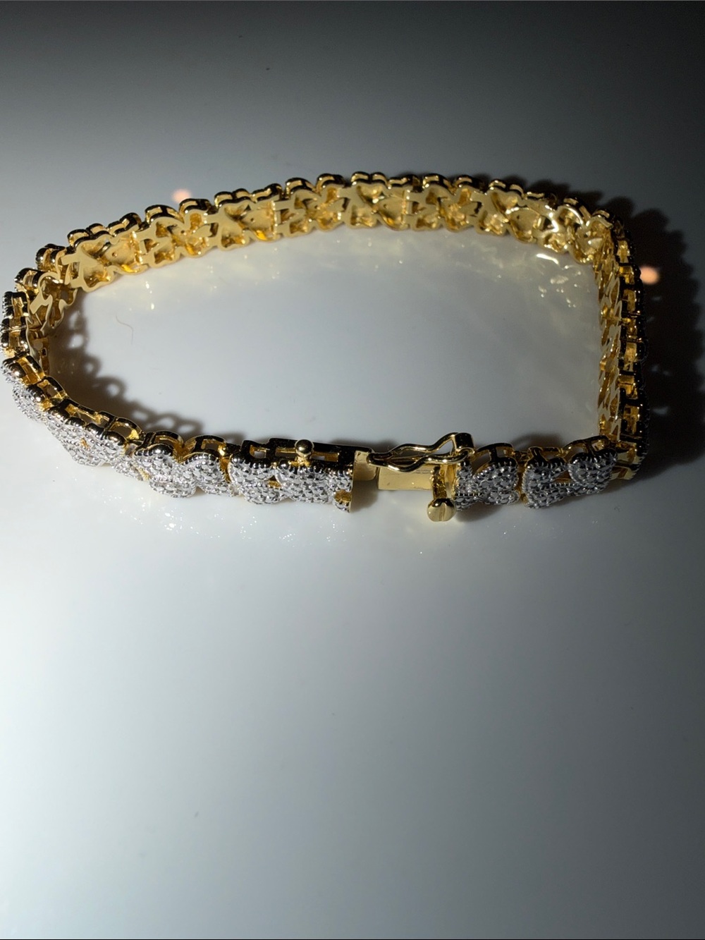 DIAMOND Gold and Silver Women's Pave Bracelet BRAND NEW APROX 7.5in